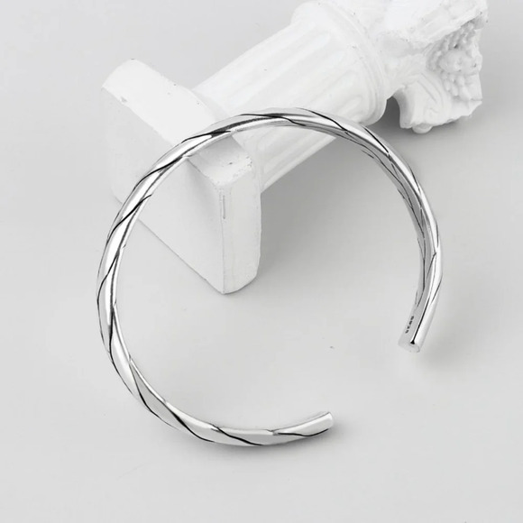 Braided Adjustable Cuff Bracelet‎ | 925 Sterling Silver - Picture 10 of 13